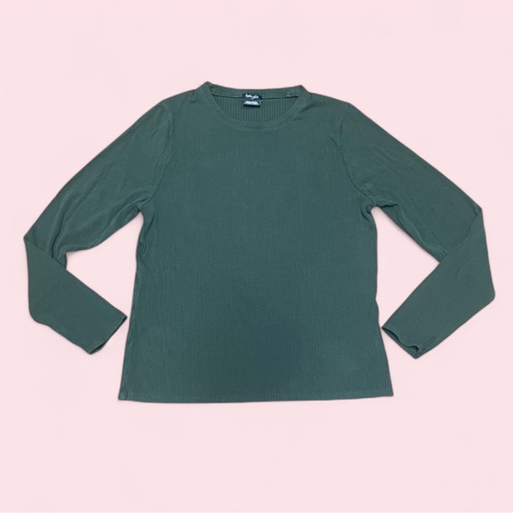 Splendid Tops - Splendid‎ Ribbed Long Sleeve Tee Forest Green Size L | Minimalist Capsule Basic